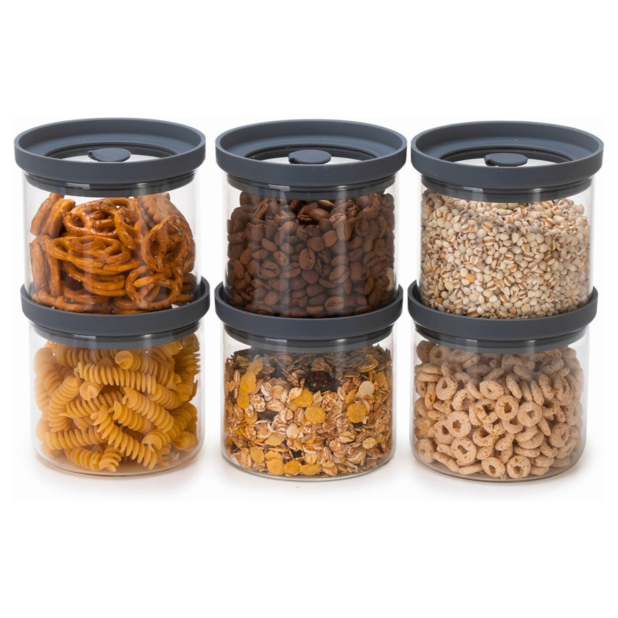 Juego de 6 botes herméticos de vidrio de borosilicato para alimentos 