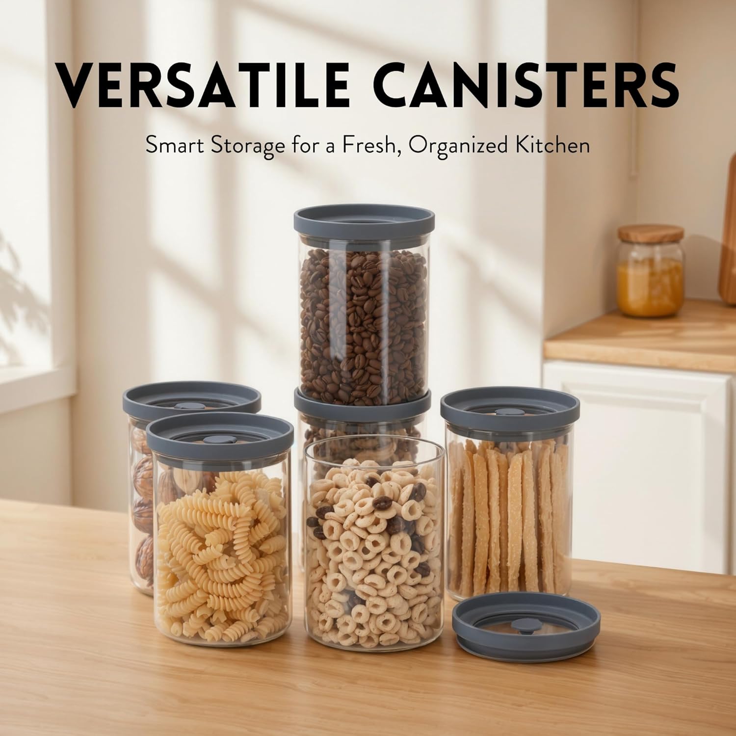 Juego de 9 botes herméticos para alimentos de vidrio de borosilicato 