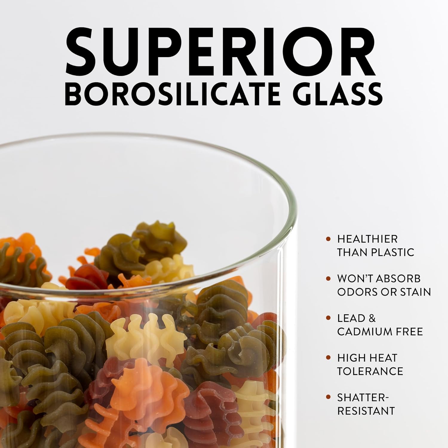 Airtight Borosilicate Glass Food Canisters Set of 6 (17.5 oz)
