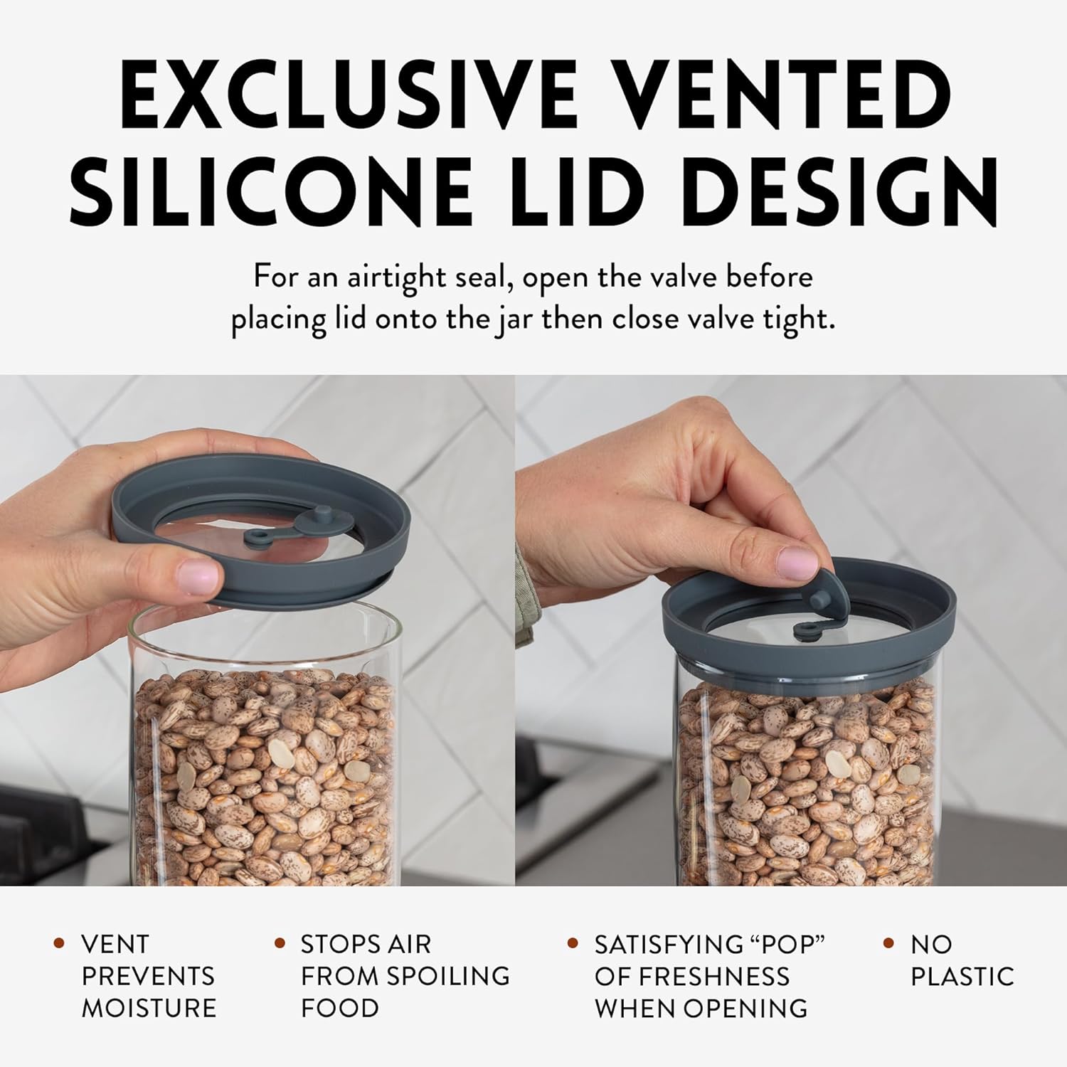 Airtight Borosilicate Glass Food Canisters Set of 6 (17.5 oz)