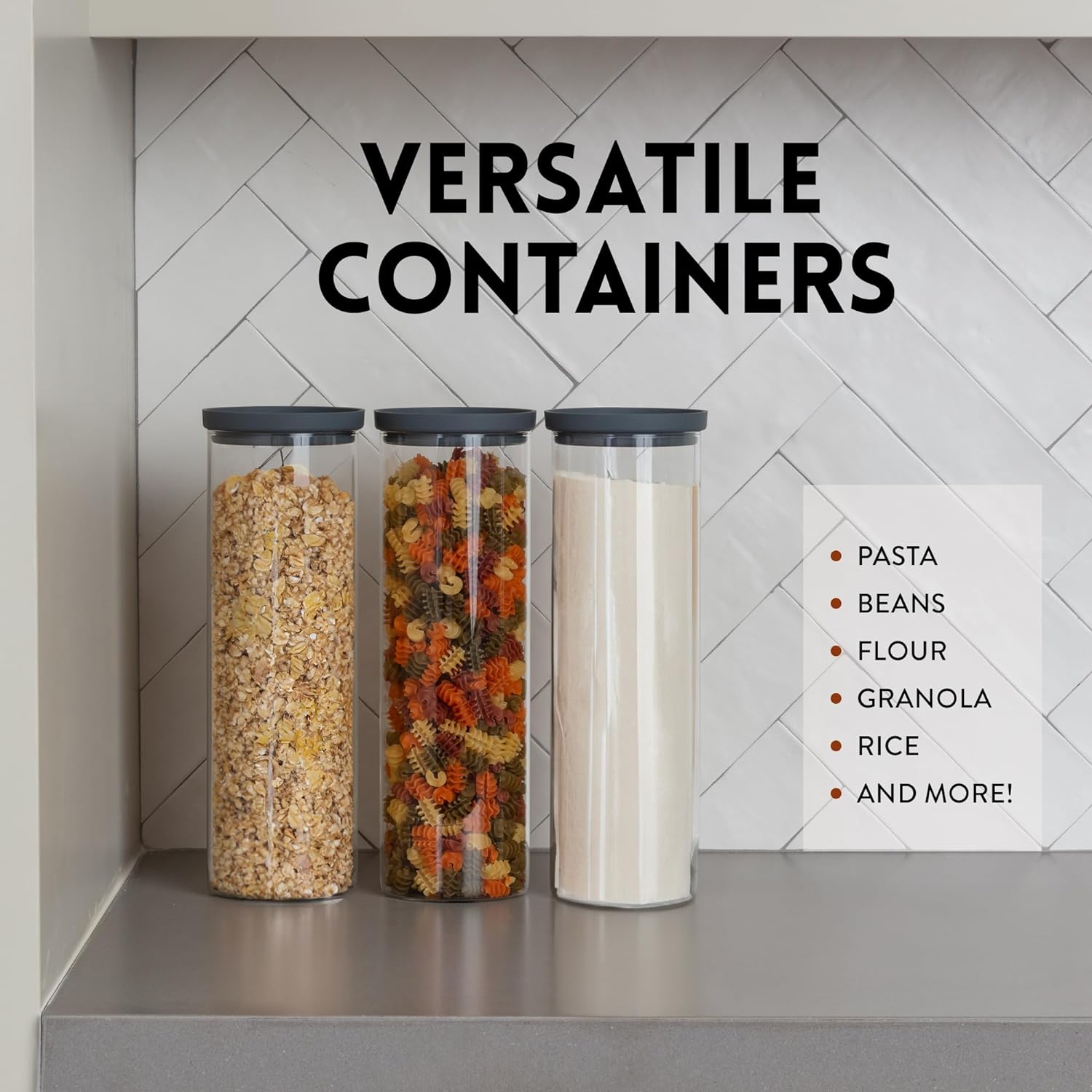 Airtight Lid Glass Food Containers Set of 3